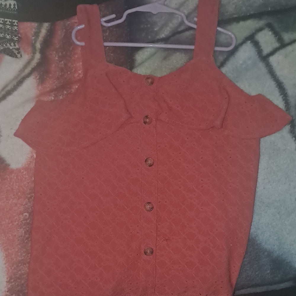Wallflower Coral Button-Down Tank Top
